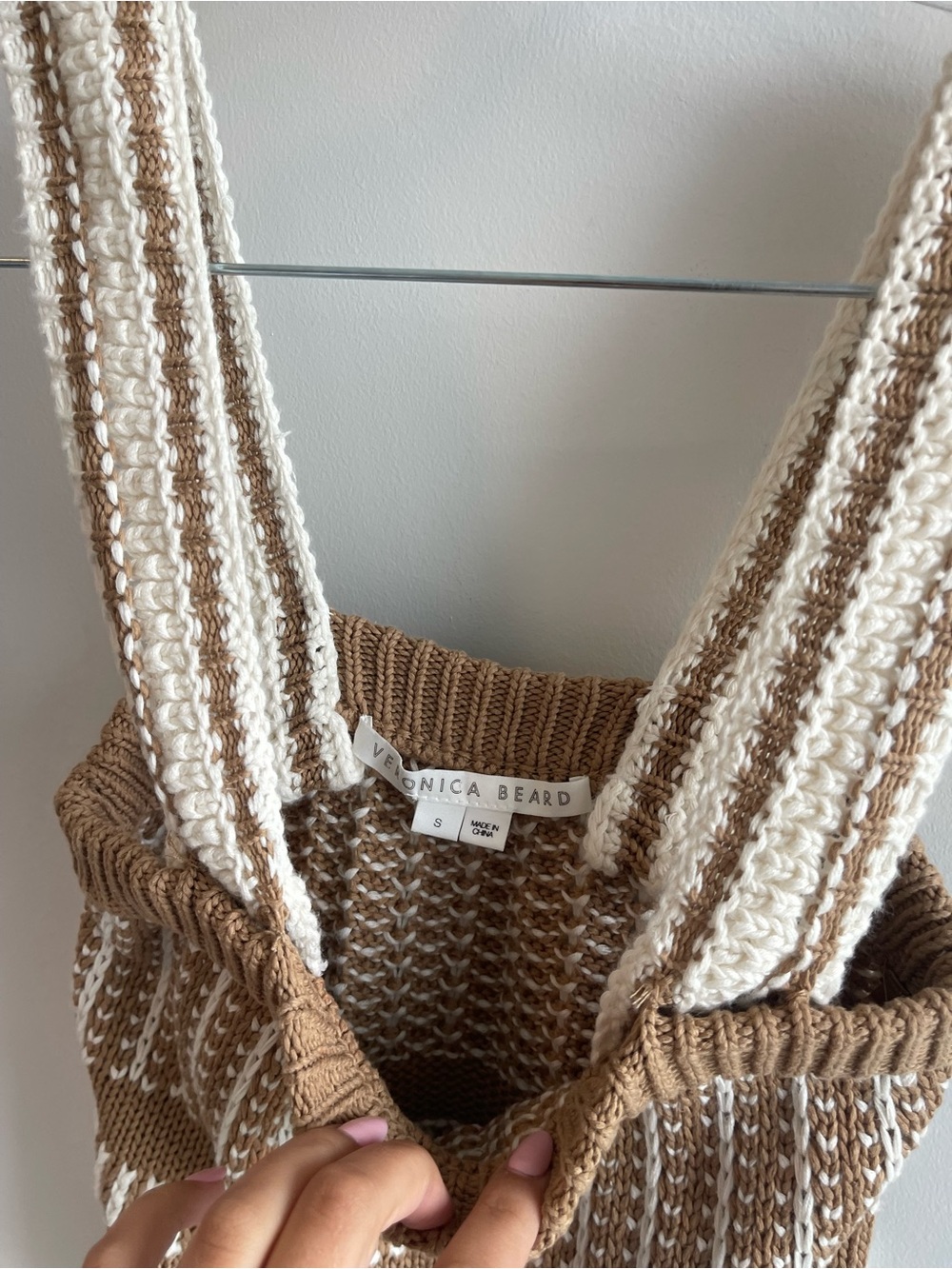 Veronica Beard Cream and Brown Cropped Knit Tank Top - Picture 5 of 5